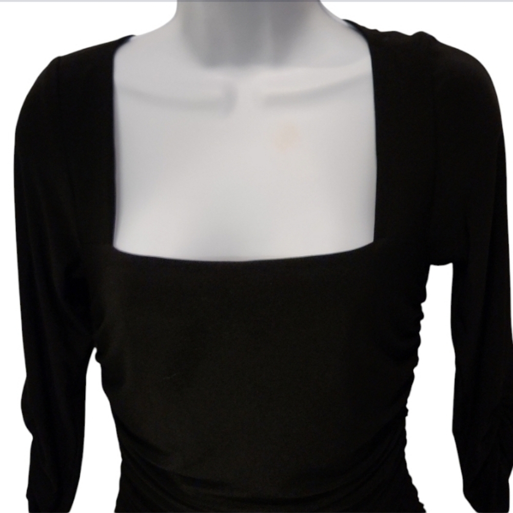 Lauren Ralph Lauren Little Black Dress Square Neck Ruched - Picture 4 of 6